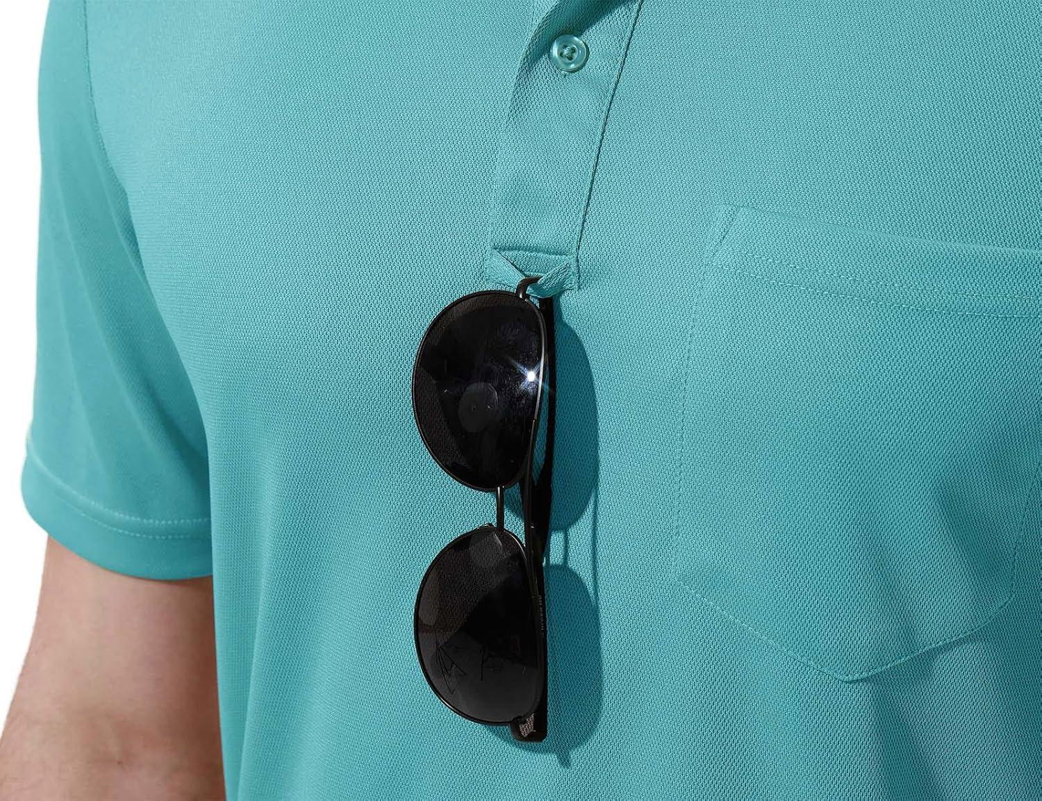 imageTBMPOY Mens Polo Shirts with Pocket Short Sleeve Quick Dry Casual Sports Outdoor Golf ShirtIce Blue