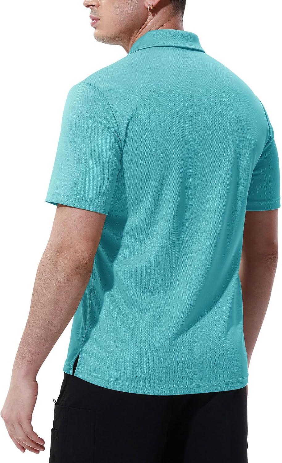 imageTBMPOY Mens Polo Shirts with Pocket Short Sleeve Quick Dry Casual Sports Outdoor Golf ShirtIce Blue