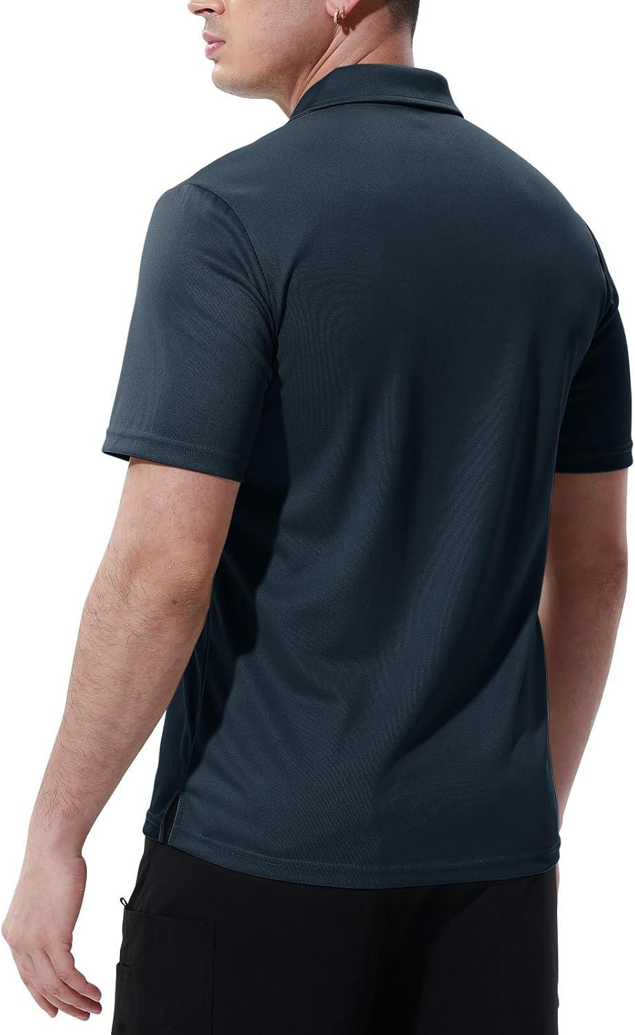 imageTBMPOY Mens Polo Shirts with Pocket Short Sleeve Quick Dry Casual Sports Outdoor Golf ShirtNavy