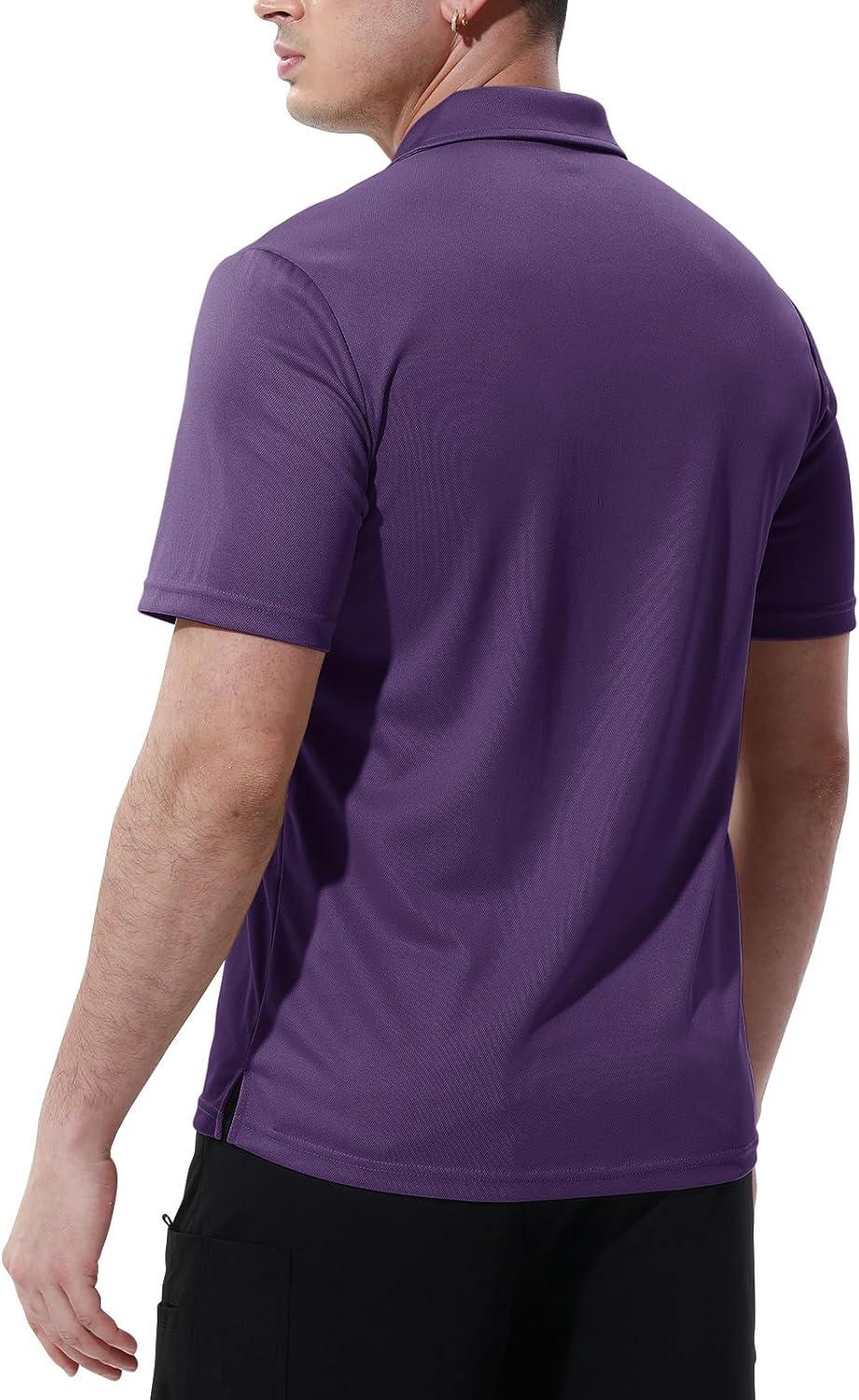 imageTBMPOY Mens Polo Shirts with Pocket Short Sleeve Quick Dry Casual Sports Outdoor Golf ShirtPurple