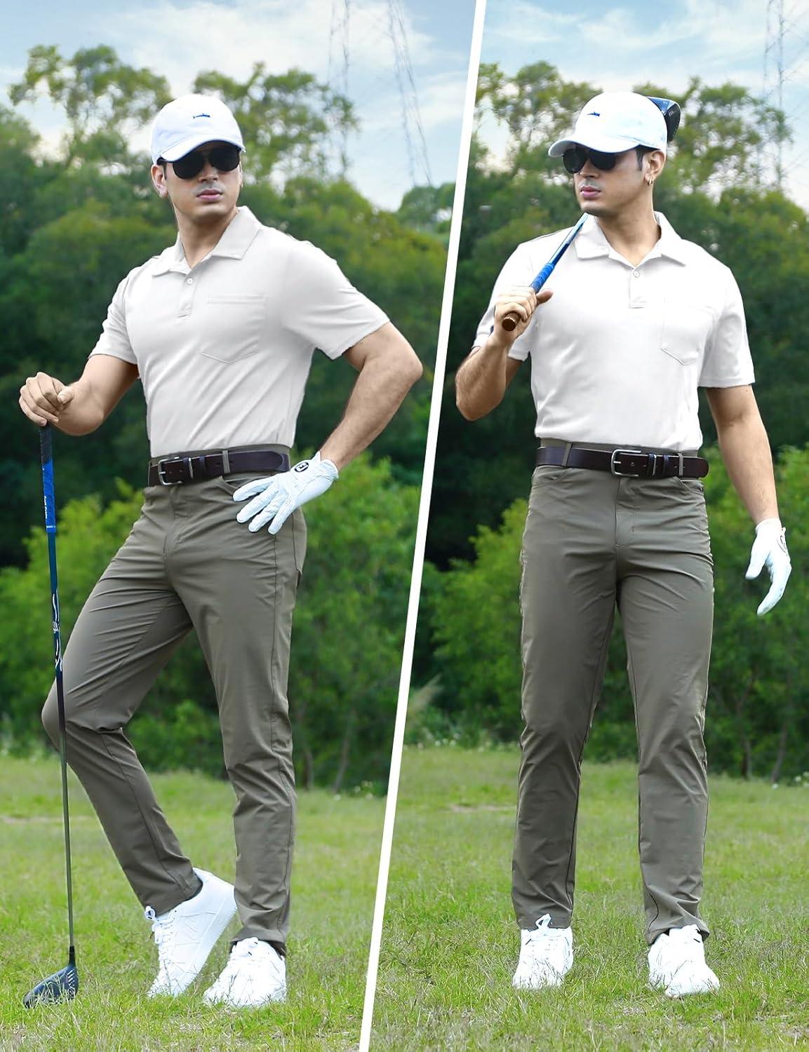 imageTBMPOY Mens Polo Shirts with Pocket Short Sleeve Quick Dry Casual Sports Outdoor Golf ShirtWhite