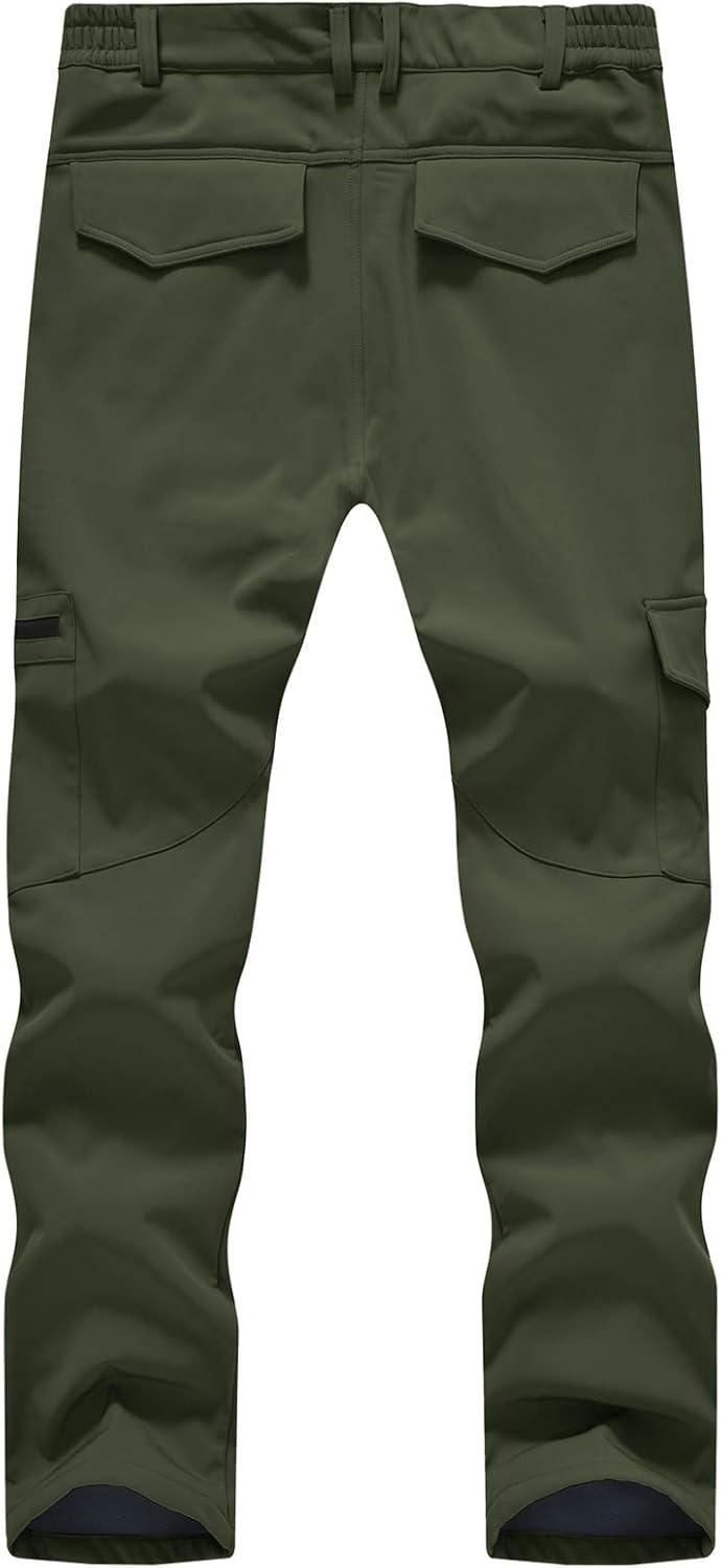 imageTBMPOY Mens Snow Ski Fleece Lined Hiking Pants Waterproof Winter Snowboard Warm Outdoor Insulated Pants WindproofArmy Green