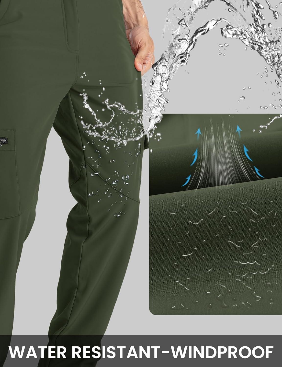 imageTBMPOY Mens Snow Ski Fleece Lined Hiking Pants Waterproof Winter Snowboard Warm Outdoor Insulated Pants WindproofArmy Green