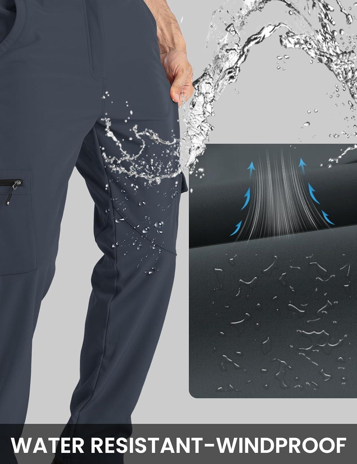 imageTBMPOY Mens Snow Ski Fleece Lined Hiking Pants Waterproof Winter Snowboard Warm Outdoor Insulated Pants WindproofGrey