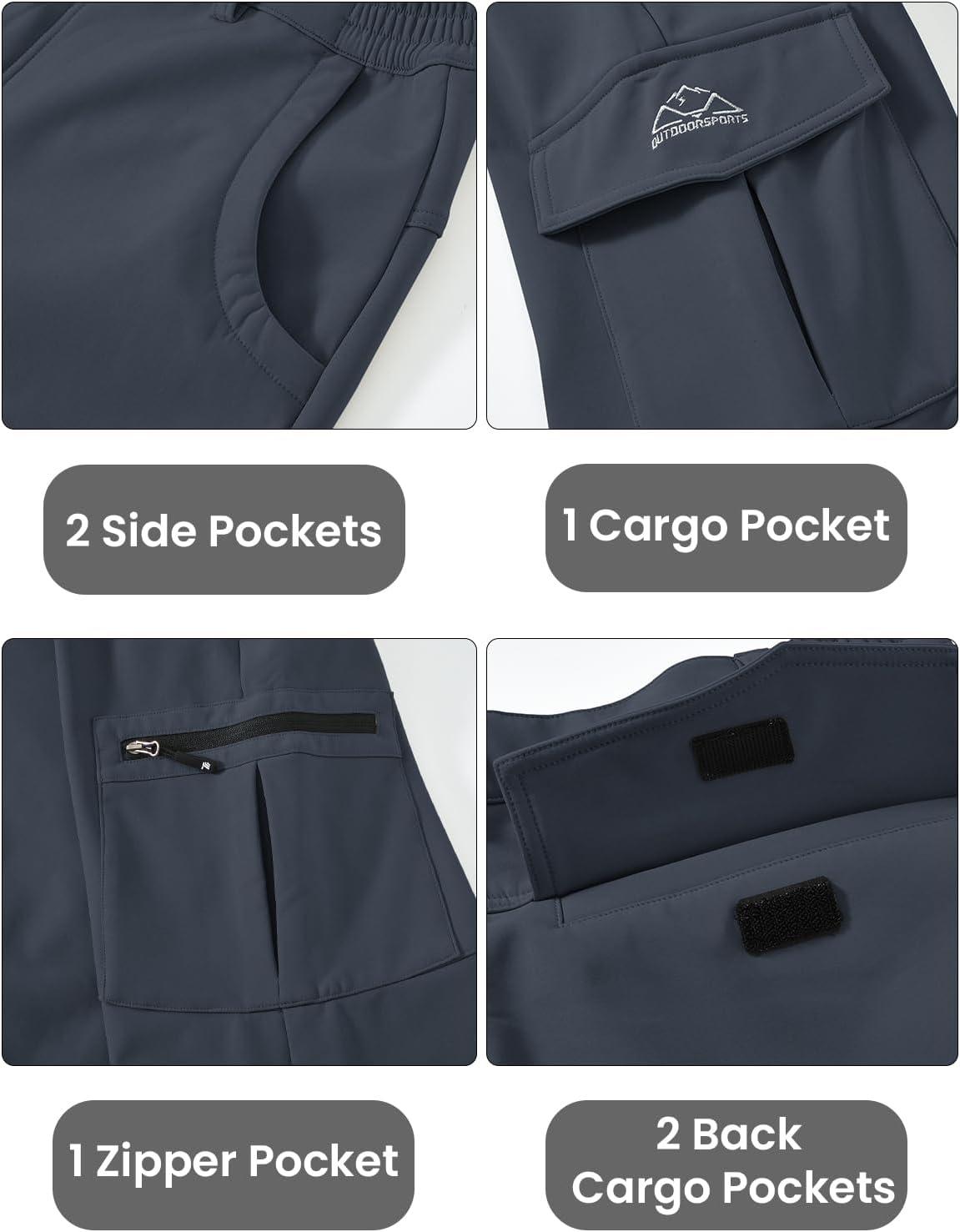 imageTBMPOY Mens Snow Ski Fleece Lined Hiking Pants Waterproof Winter Snowboard Warm Outdoor Insulated Pants WindproofGrey