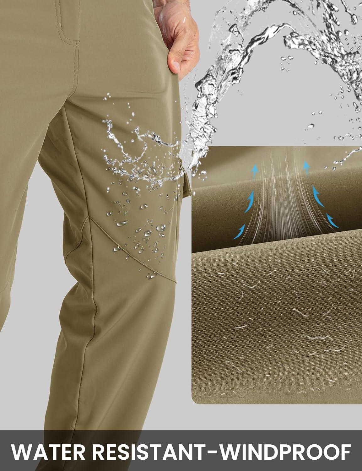 imageTBMPOY Mens Snow Ski Fleece Lined Hiking Pants Waterproof Winter Snowboard Warm Outdoor Insulated Pants WindproofKhaki