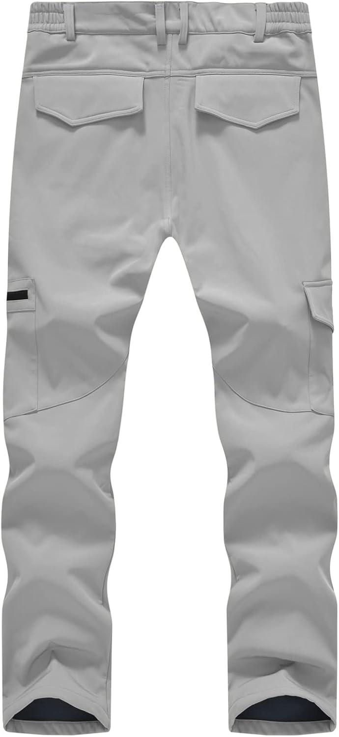 imageTBMPOY Mens Snow Ski Fleece Lined Hiking Pants Waterproof Winter Snowboard Warm Outdoor Insulated Pants WindproofLight Grey