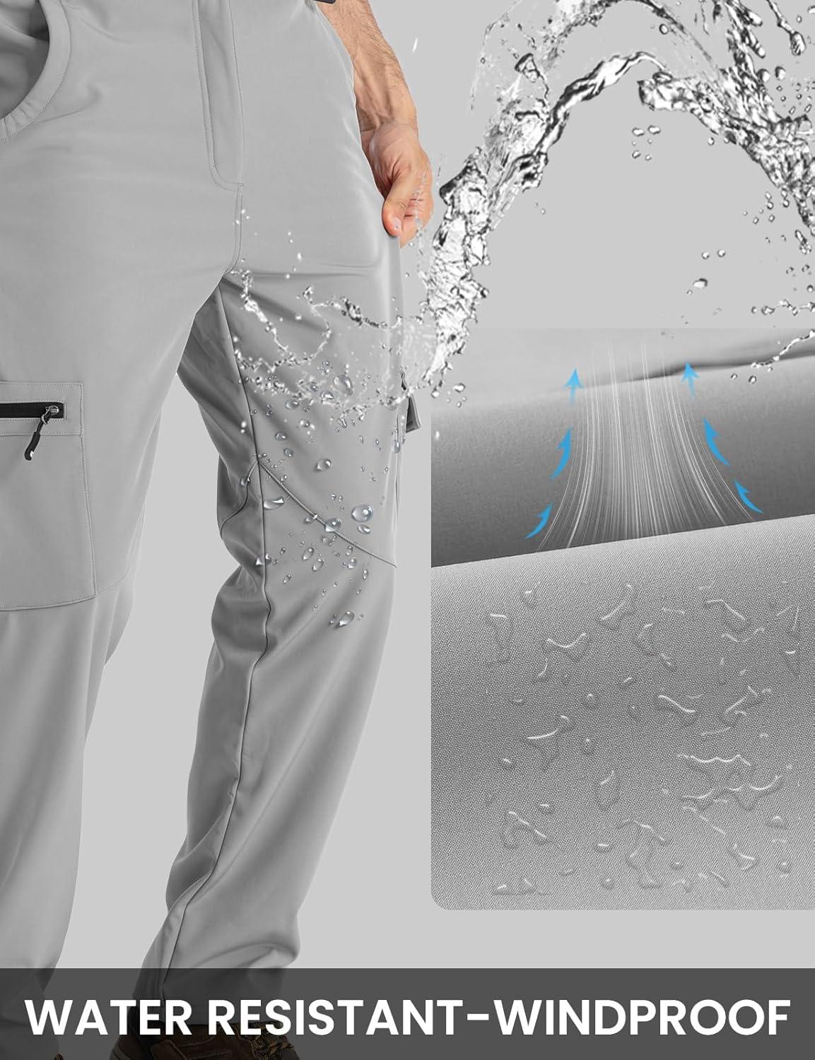 imageTBMPOY Mens Snow Ski Fleece Lined Hiking Pants Waterproof Winter Snowboard Warm Outdoor Insulated Pants WindproofLight Grey