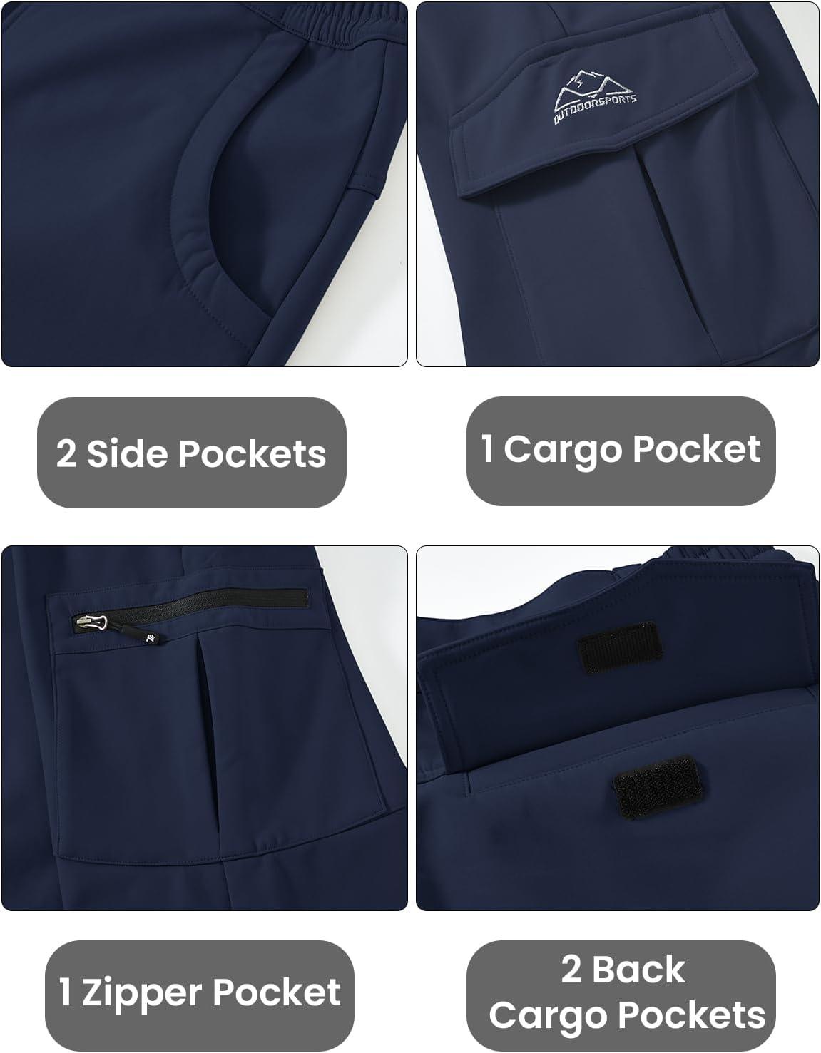 imageTBMPOY Mens Snow Ski Fleece Lined Hiking Pants Waterproof Winter Snowboard Warm Outdoor Insulated Pants WindproofNavy
