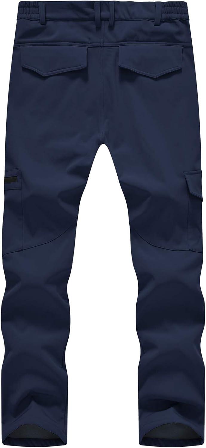 imageTBMPOY Mens Snow Ski Fleece Lined Hiking Pants Waterproof Winter Snowboard Warm Outdoor Insulated Pants WindproofNavy