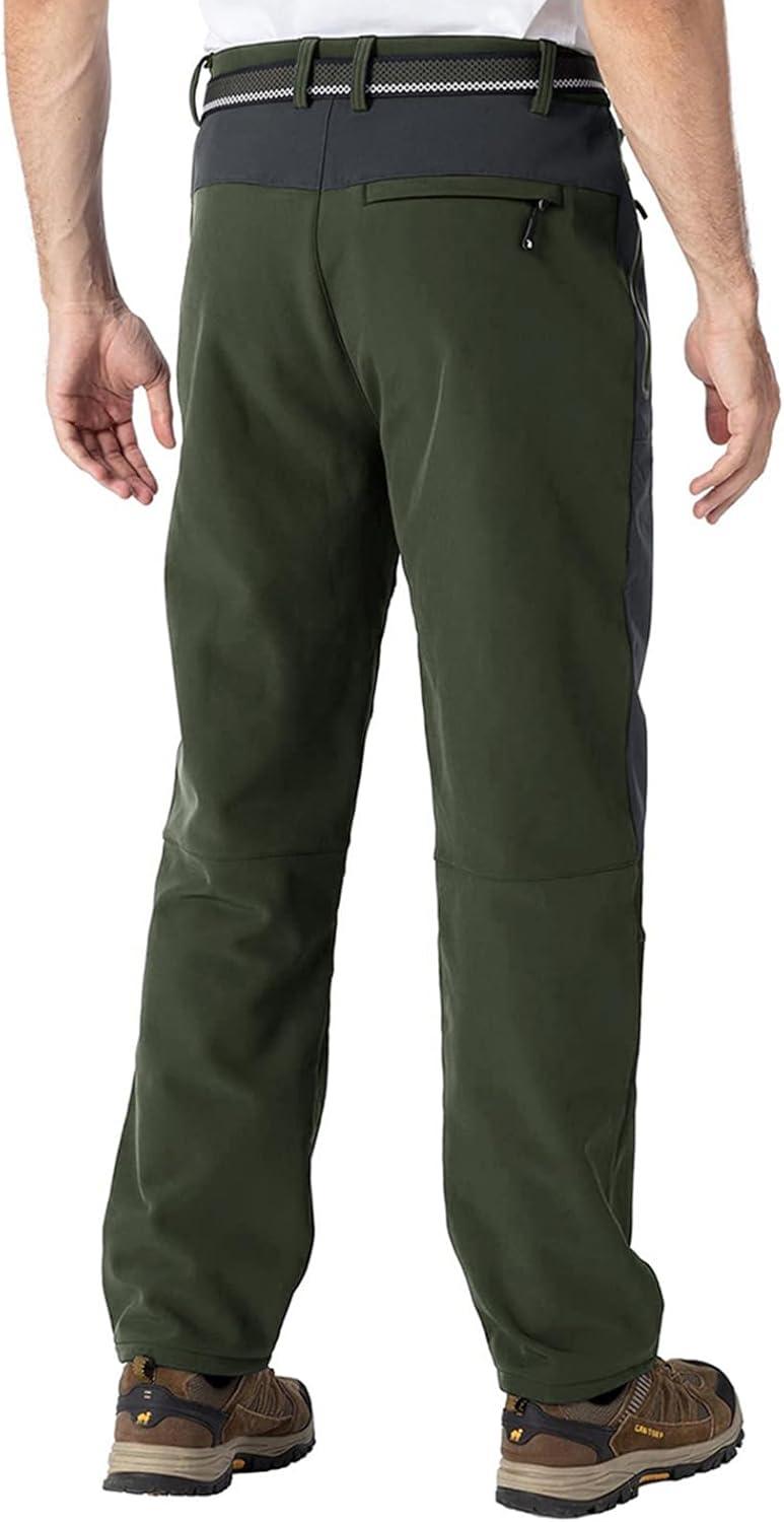 imageTBMPOY Mens Snow Ski Waterproof Softshell Snowboard Pants Outdoor Hiking Fleece Lined Wear Resistant WindproofArmy Green