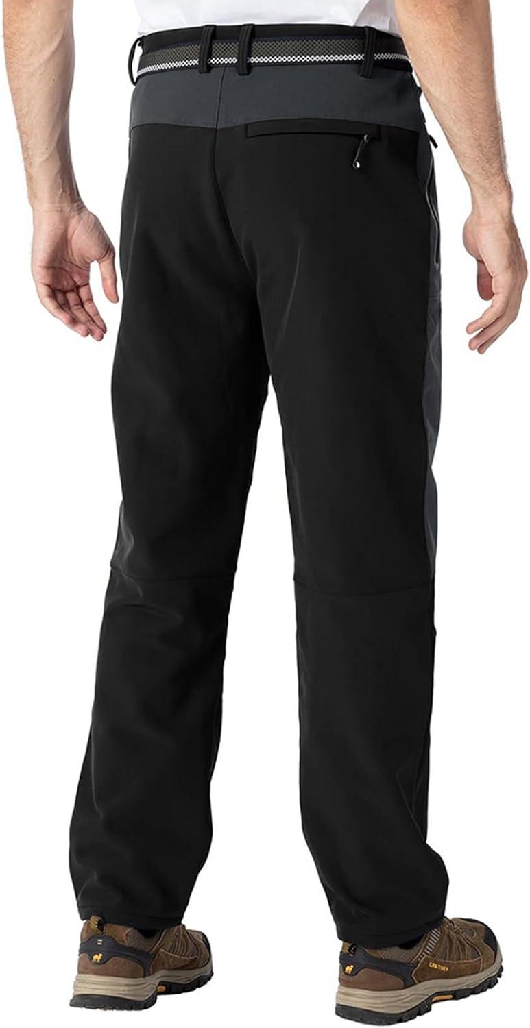 imageTBMPOY Mens Snow Ski Waterproof Softshell Snowboard Pants Outdoor Hiking Fleece Lined Wear Resistant WindproofBlack