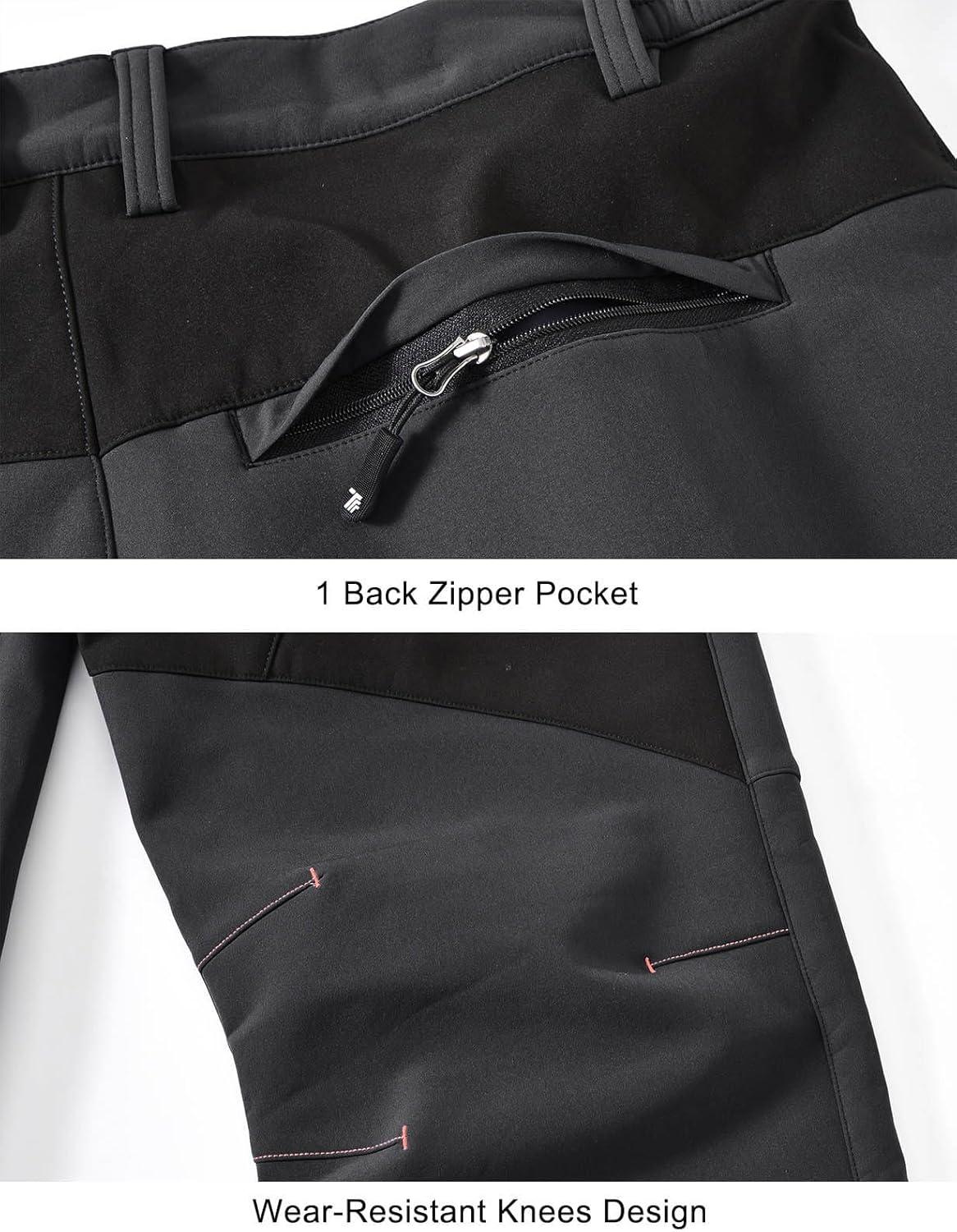 imageTBMPOY Mens Snow Ski Waterproof Softshell Snowboard Pants Outdoor Hiking Fleece Lined Wear Resistant WindproofDark Gray