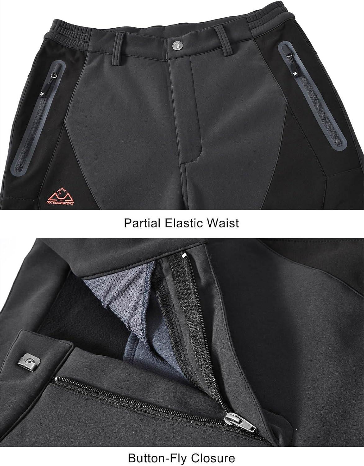 imageTBMPOY Mens Snow Ski Waterproof Softshell Snowboard Pants Outdoor Hiking Fleece Lined Wear Resistant WindproofDark Gray