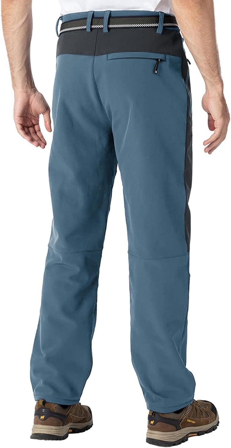 imageTBMPOY Mens Snow Ski Waterproof Softshell Snowboard Pants Outdoor Hiking Fleece Lined Wear Resistant WindproofGrey Blue