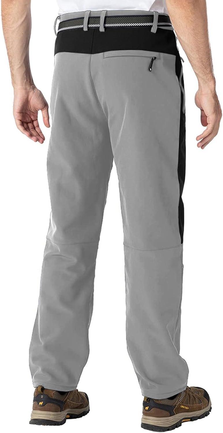 imageTBMPOY Mens Snow Ski Waterproof Softshell Snowboard Pants Outdoor Hiking Fleece Lined Wear Resistant WindproofLight Gray