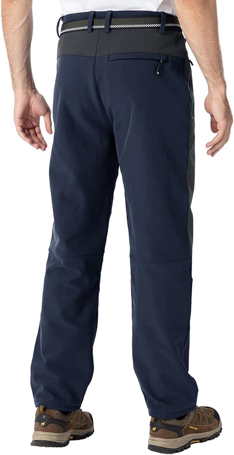 imageTBMPOY Mens Snow Ski Waterproof Softshell Snowboard Pants Outdoor Hiking Fleece Lined Wear Resistant WindproofNavy