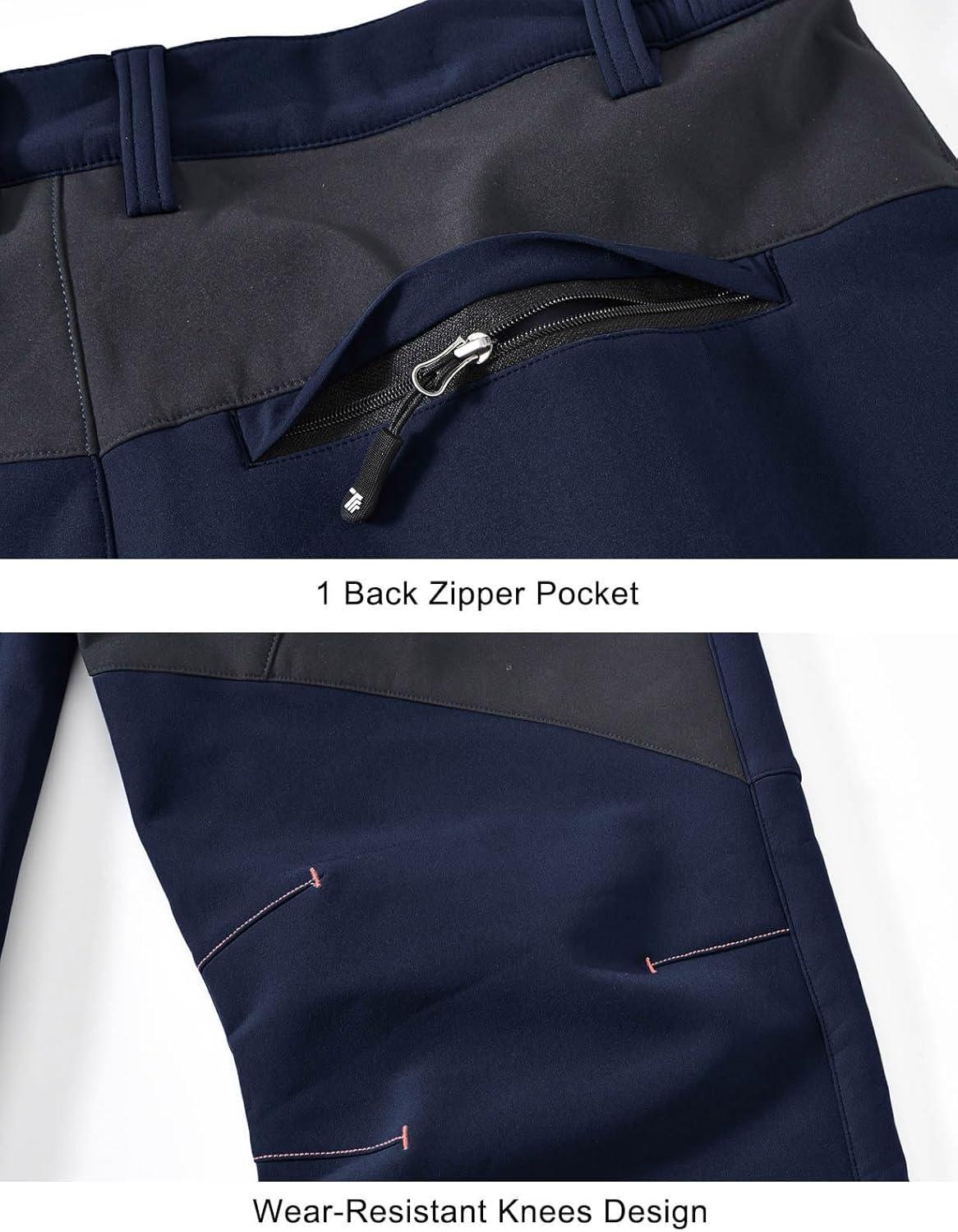 imageTBMPOY Mens Snow Ski Waterproof Softshell Snowboard Pants Outdoor Hiking Fleece Lined Wear Resistant WindproofNavy