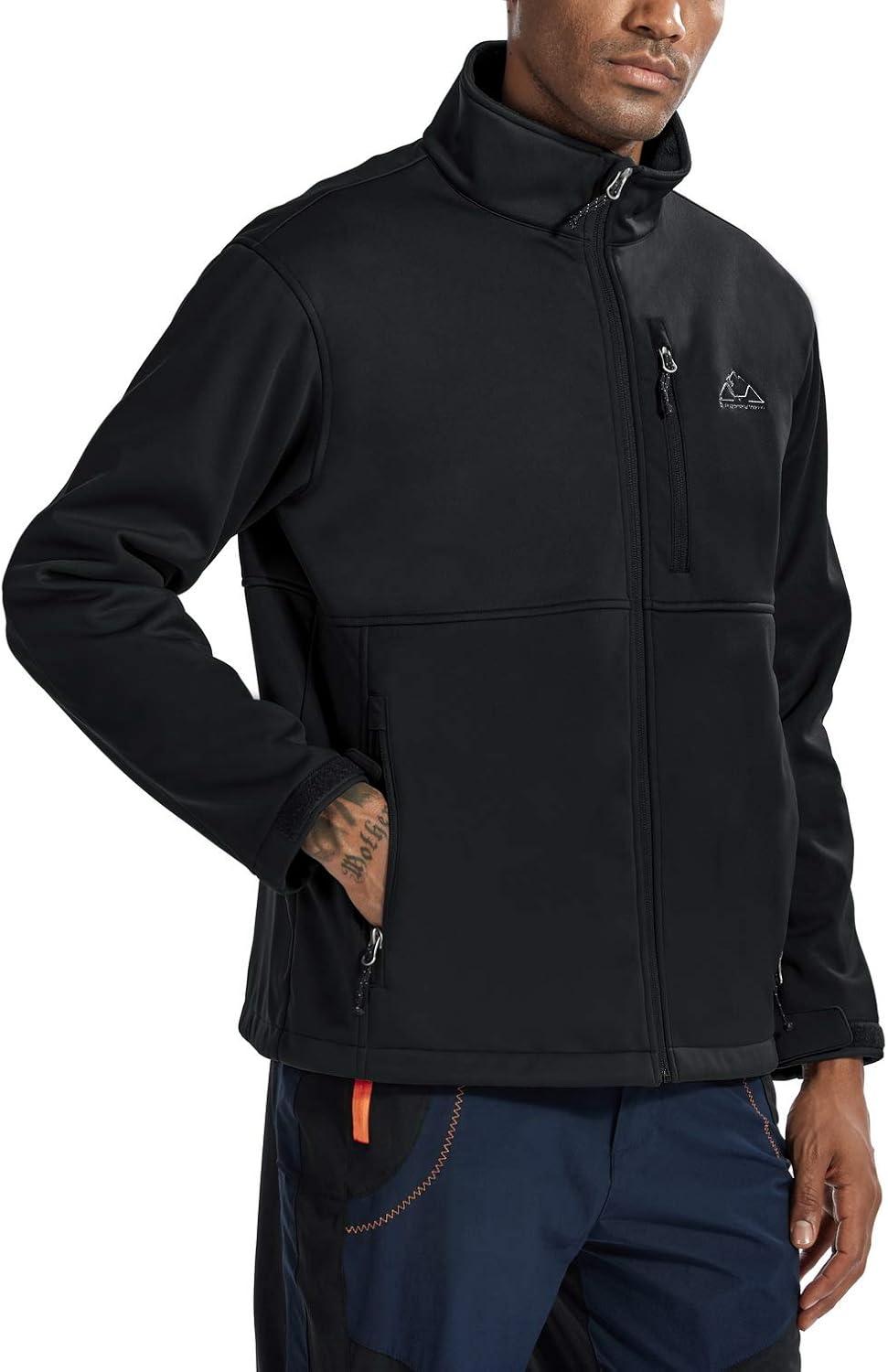 imageTBMPOY Mens Softshell Windproof Jacket Outdoor FleeceLined Water Resistant Coat Winter Outerwear