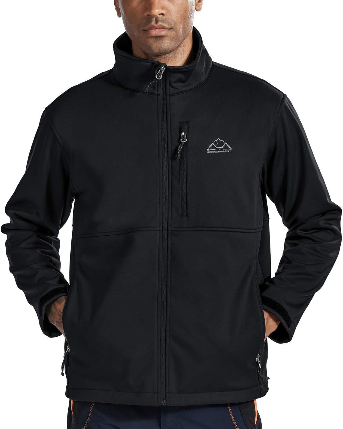 imageTBMPOY Mens Softshell Windproof Jacket Outdoor FleeceLined Water Resistant Coat Winter Outerwear