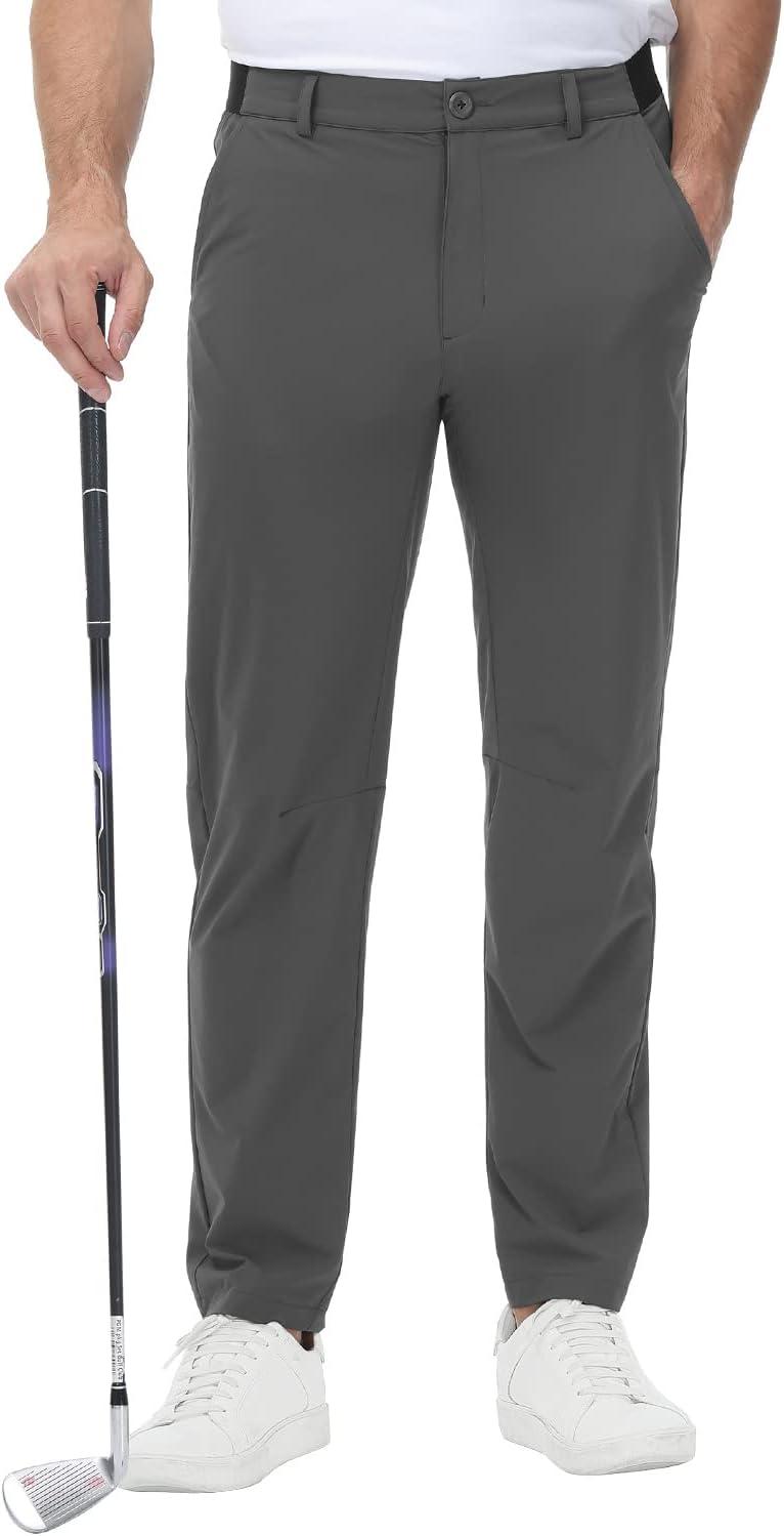 imageTBMPOY Mens Stretch Golf Pants Lightweight Quick Dry Casual Work Pant with 3 Pockets01dark Grey