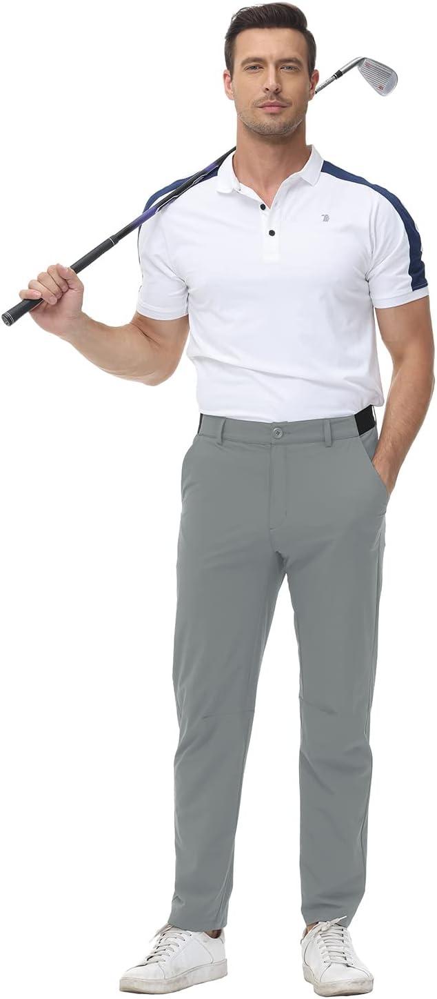imageTBMPOY Mens Stretch Golf Pants Lightweight Quick Dry Casual Work Pant with 3 Pockets01grey