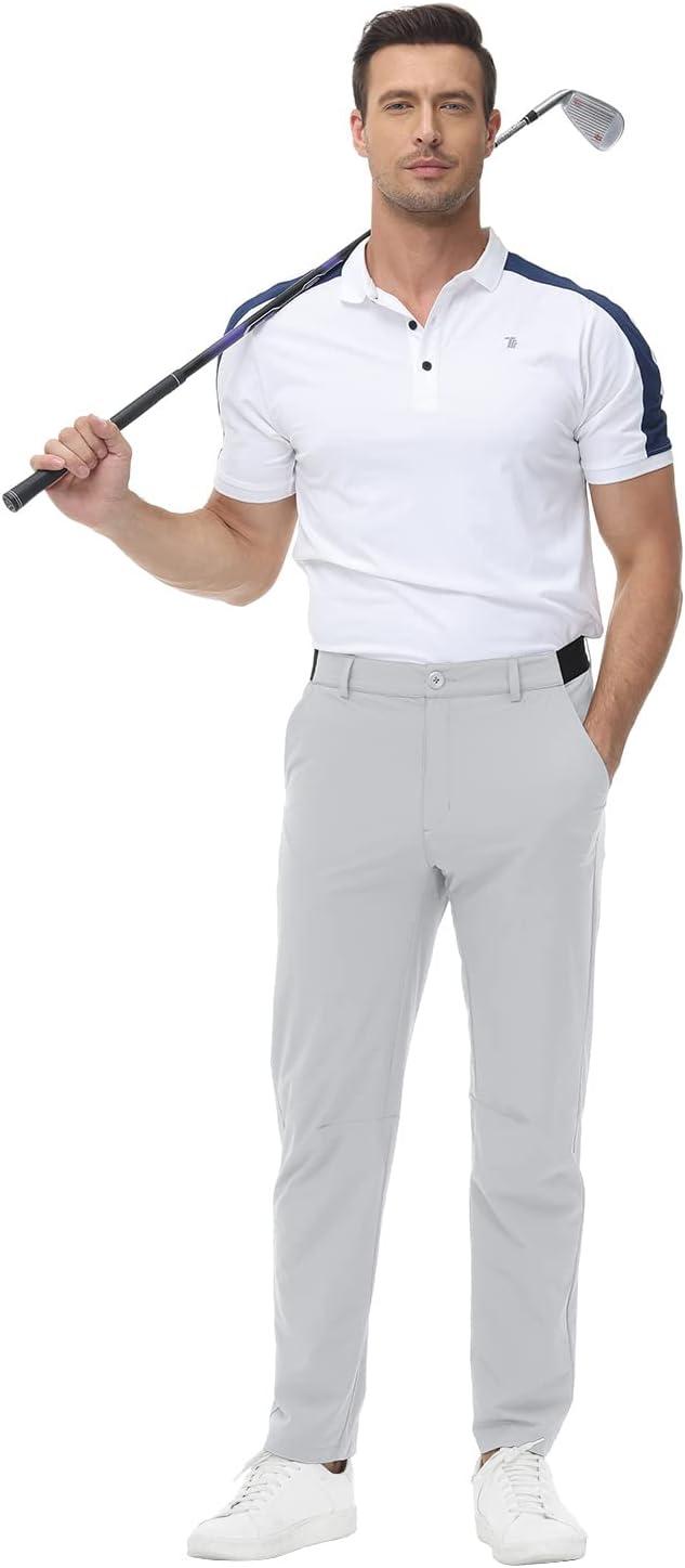 imageTBMPOY Mens Stretch Golf Pants Lightweight Quick Dry Casual Work Pant with 3 Pockets01light Grey