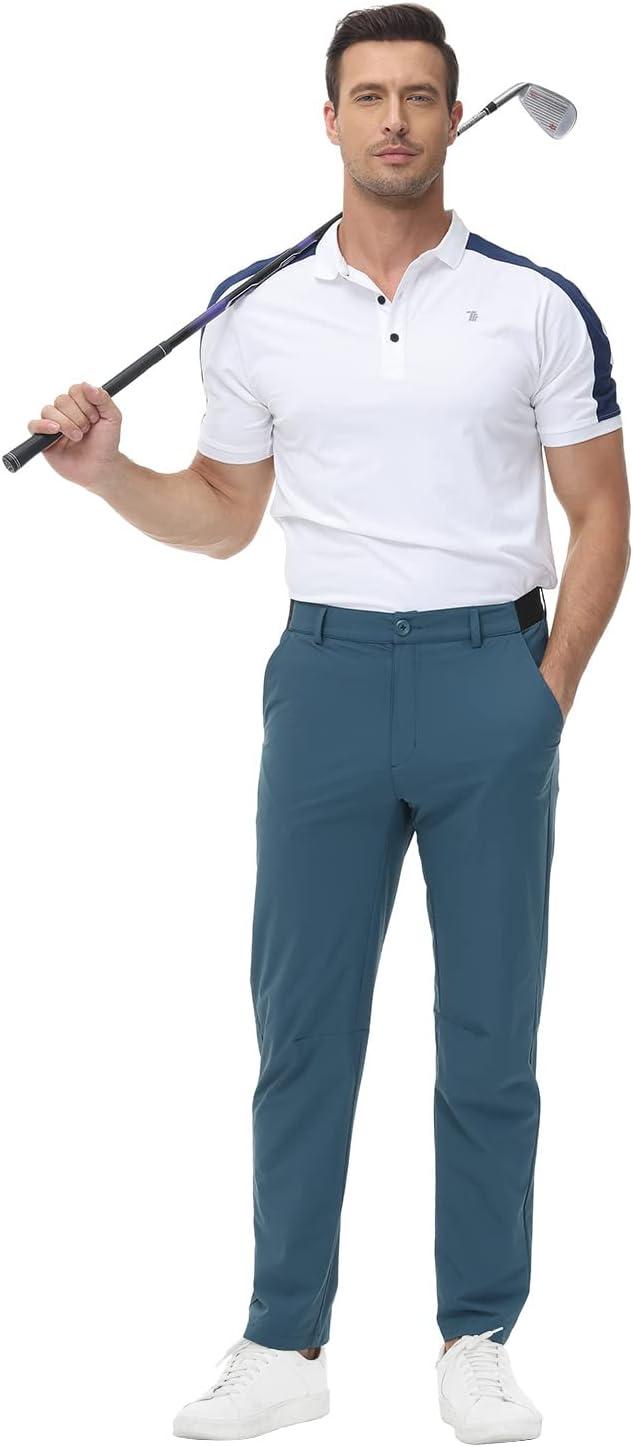 imageTBMPOY Mens Stretch Golf Pants Lightweight Quick Dry Casual Work Pant with 3 Pockets01stone Blue