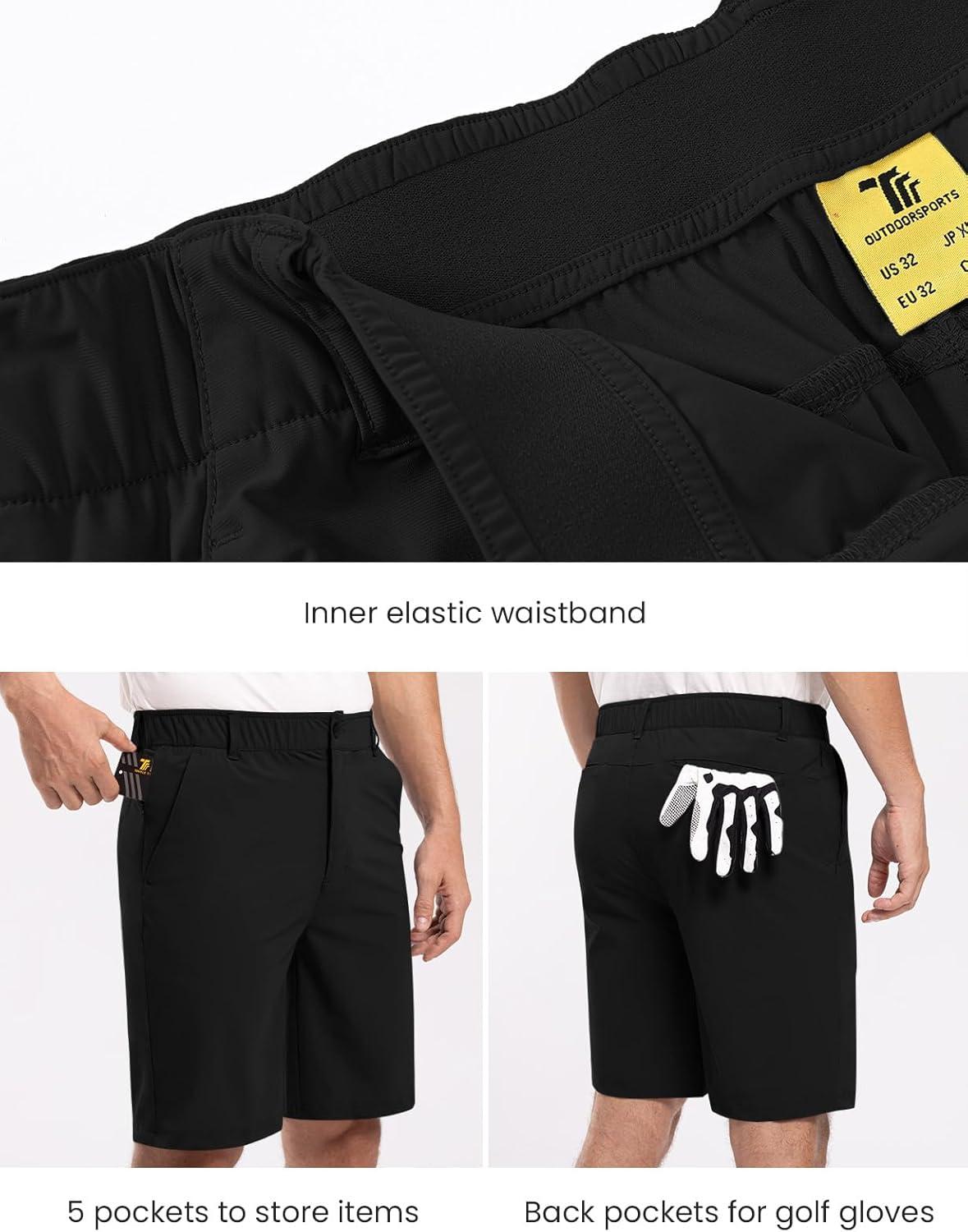 imageTBMPOY Mens Stretch Golf Work Shorts 5 Pockets Cargo Hiking Lightweight Quick Dry Short for Travel Camping