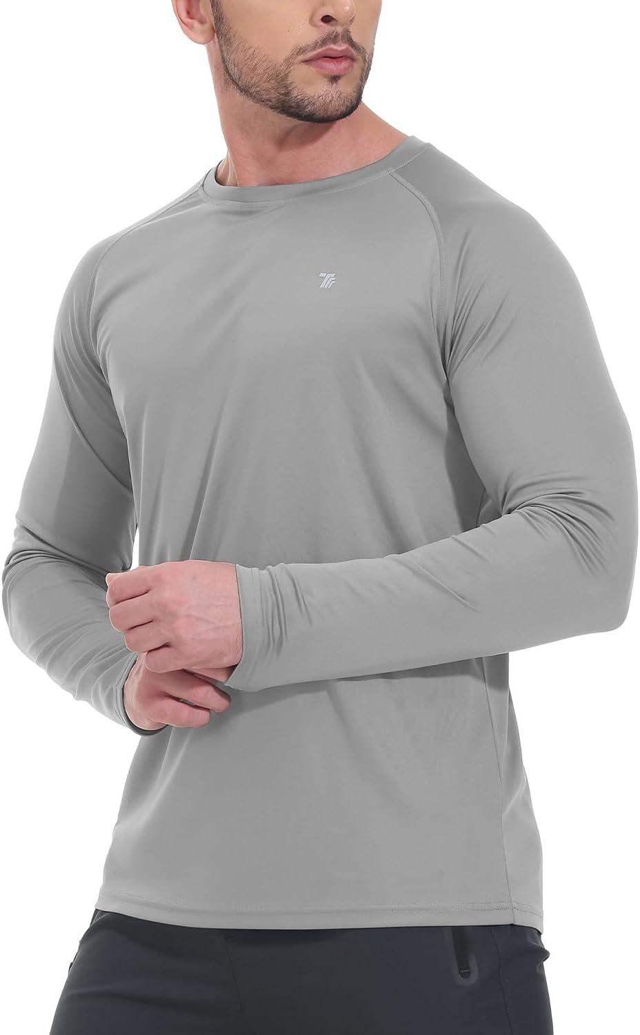 imageTBMPOY Mens Sun Protection Hiking Shirts Long Sleeve Water UPF 50 SPF UV Shirts Lightweight Fishing Hiking Swimming10light Grey