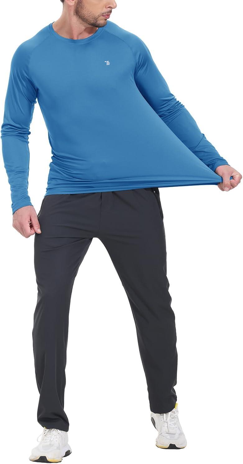 imageTBMPOY Mens Sun Protection Hiking Shirts Long Sleeve Water UPF 50 SPF UV Shirts Lightweight Fishing Hiking Swimming11medium Blue