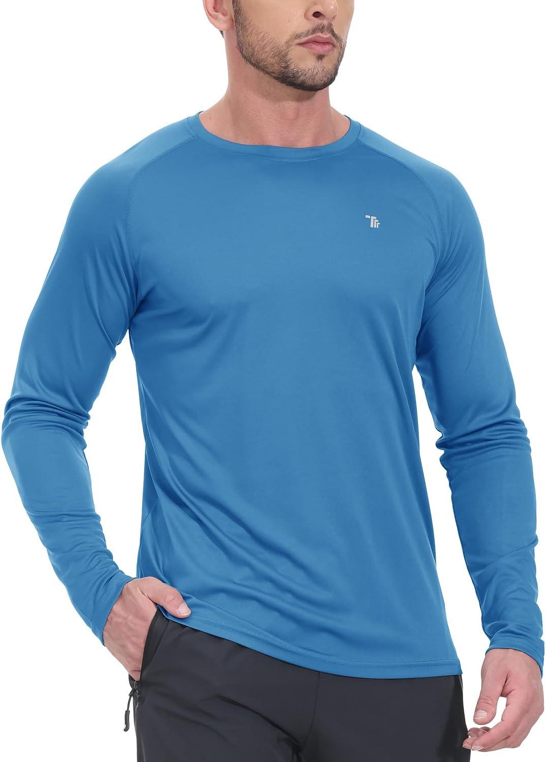 imageTBMPOY Mens Sun Protection Hiking Shirts Long Sleeve Water UPF 50 SPF UV Shirts Lightweight Fishing Hiking Swimming11medium Blue