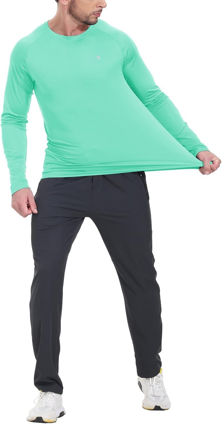 imageTBMPOY Mens Sun Protection Hiking Shirts Long Sleeve Water UPF 50 SPF UV Shirts Lightweight Fishing Hiking Swimming12mint Green