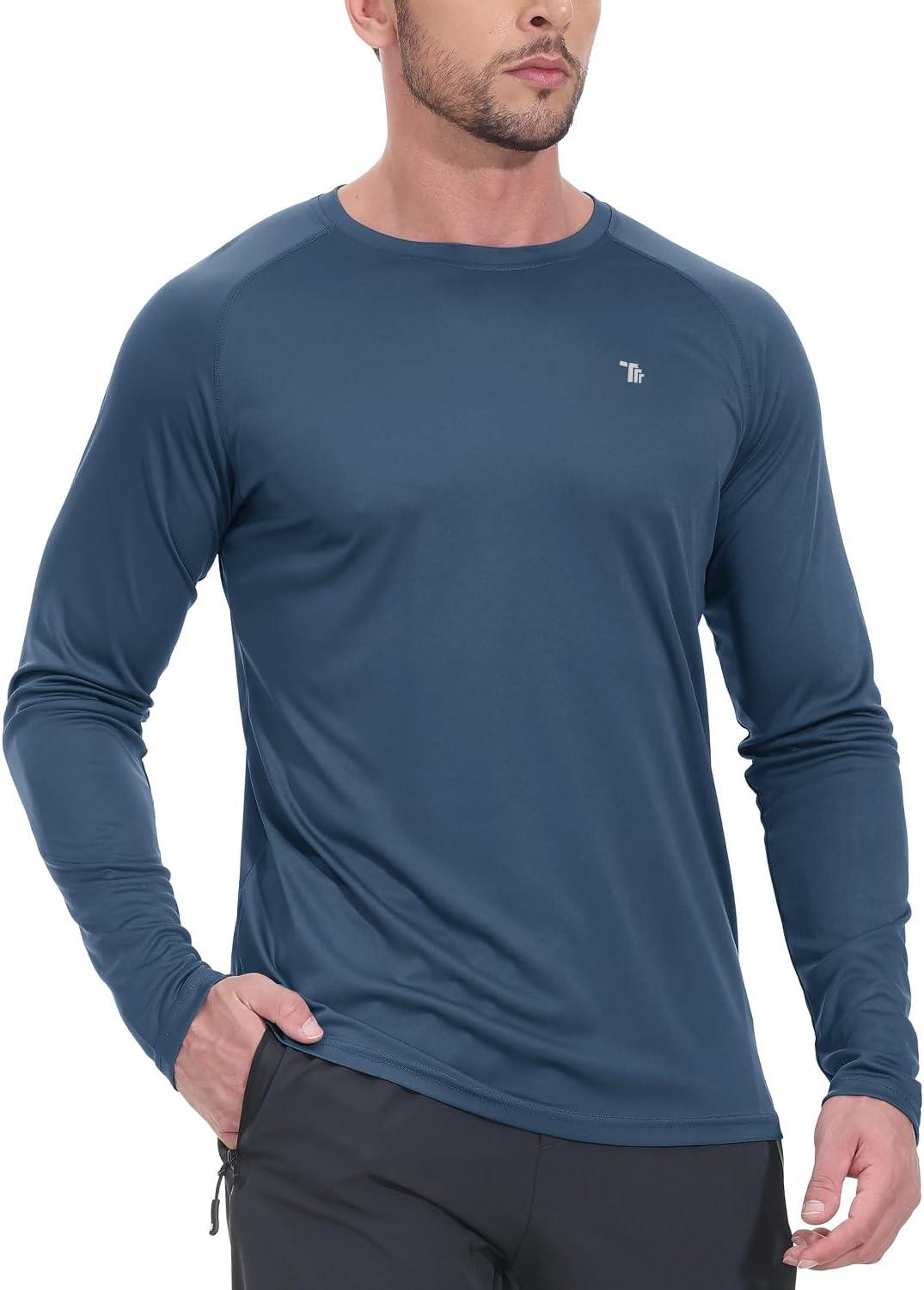 imageTBMPOY Mens Sun Protection Hiking Shirts Long Sleeve Water UPF 50 SPF UV Shirts Lightweight Fishing Hiking Swimming14blue Grey