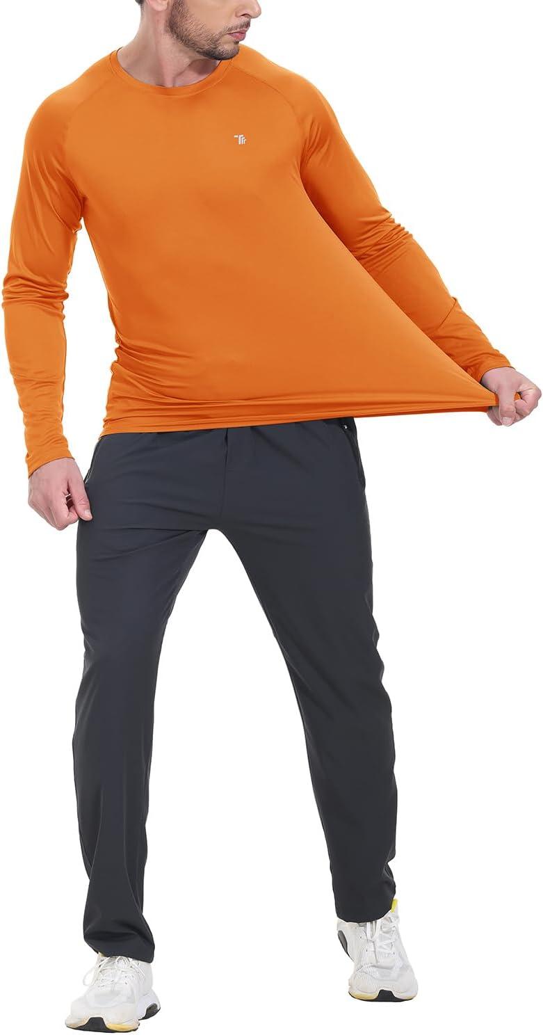 imageTBMPOY Mens Sun Protection Hiking Shirts Long Sleeve Water UPF 50 SPF UV Shirts Lightweight Fishing Hiking Swimming15orange
