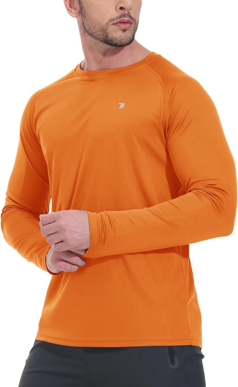 imageTBMPOY Mens Sun Protection Hiking Shirts Long Sleeve Water UPF 50 SPF UV Shirts Lightweight Fishing Hiking Swimming15orange