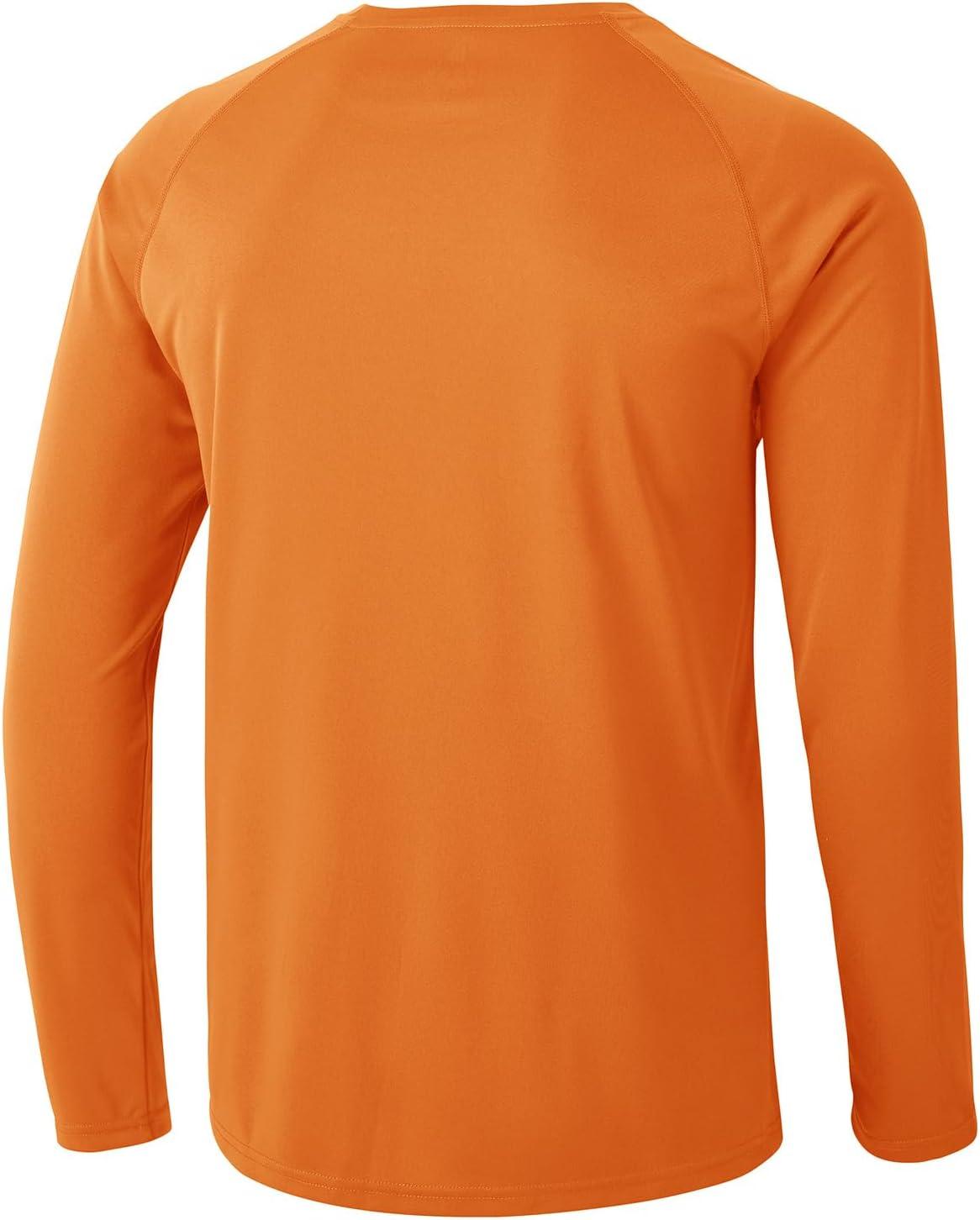 imageTBMPOY Mens Sun Protection Hiking Shirts Long Sleeve Water UPF 50 SPF UV Shirts Lightweight Fishing Hiking Swimming15orange