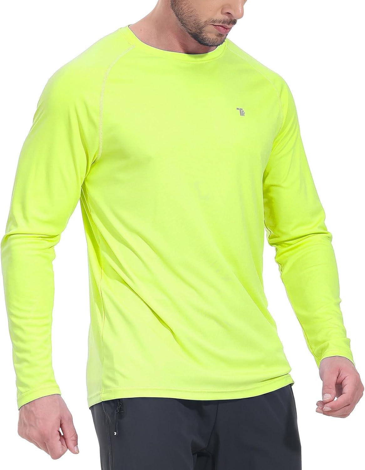 imageTBMPOY Mens Sun Protection Hiking Shirts Long Sleeve Water UPF 50 SPF UV Shirts Lightweight Fishing Hiking Swimming16fluorescent Green