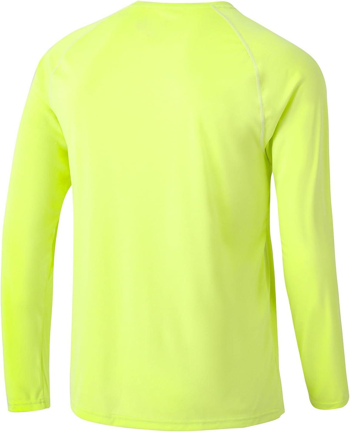 imageTBMPOY Mens Sun Protection Hiking Shirts Long Sleeve Water UPF 50 SPF UV Shirts Lightweight Fishing Hiking Swimming16fluorescent Green