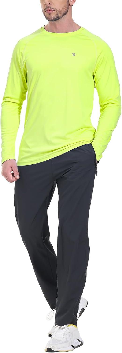 imageTBMPOY Mens Sun Protection Hiking Shirts Long Sleeve Water UPF 50 SPF UV Shirts Lightweight Fishing Hiking Swimming16fluorescent Green