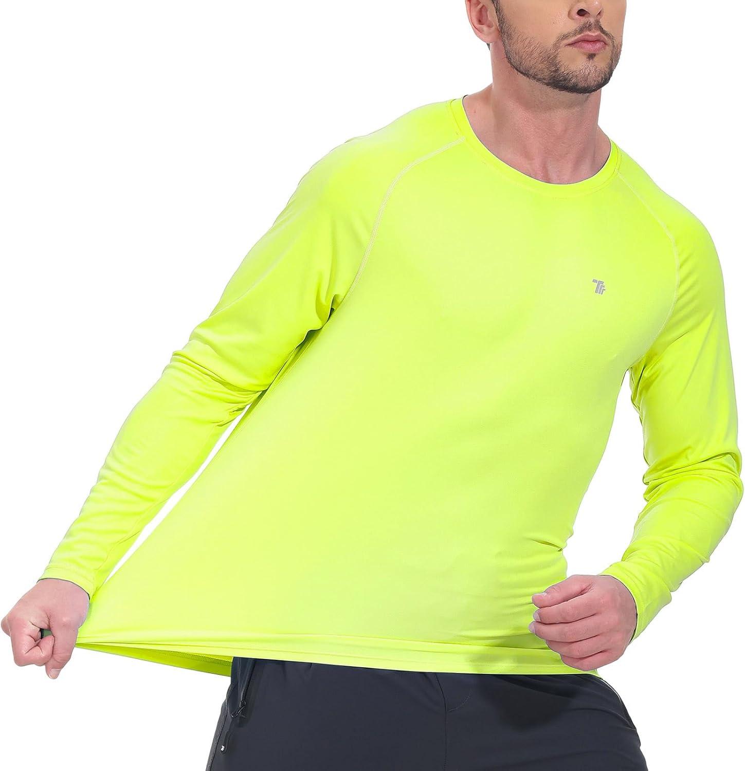 imageTBMPOY Mens Sun Protection Hiking Shirts Long Sleeve Water UPF 50 SPF UV Shirts Lightweight Fishing Hiking Swimming16fluorescent Green