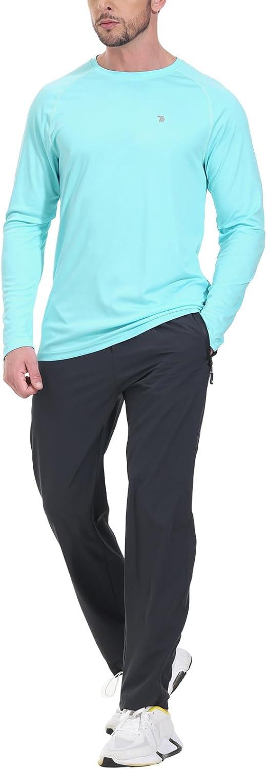 imageTBMPOY Mens Sun Protection Hiking Shirts Long Sleeve Water UPF 50 SPF UV Shirts Lightweight Fishing Hiking Swimming19ice Blue