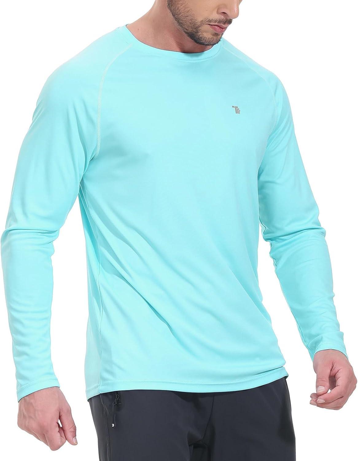 imageTBMPOY Mens Sun Protection Hiking Shirts Long Sleeve Water UPF 50 SPF UV Shirts Lightweight Fishing Hiking Swimming19ice Blue