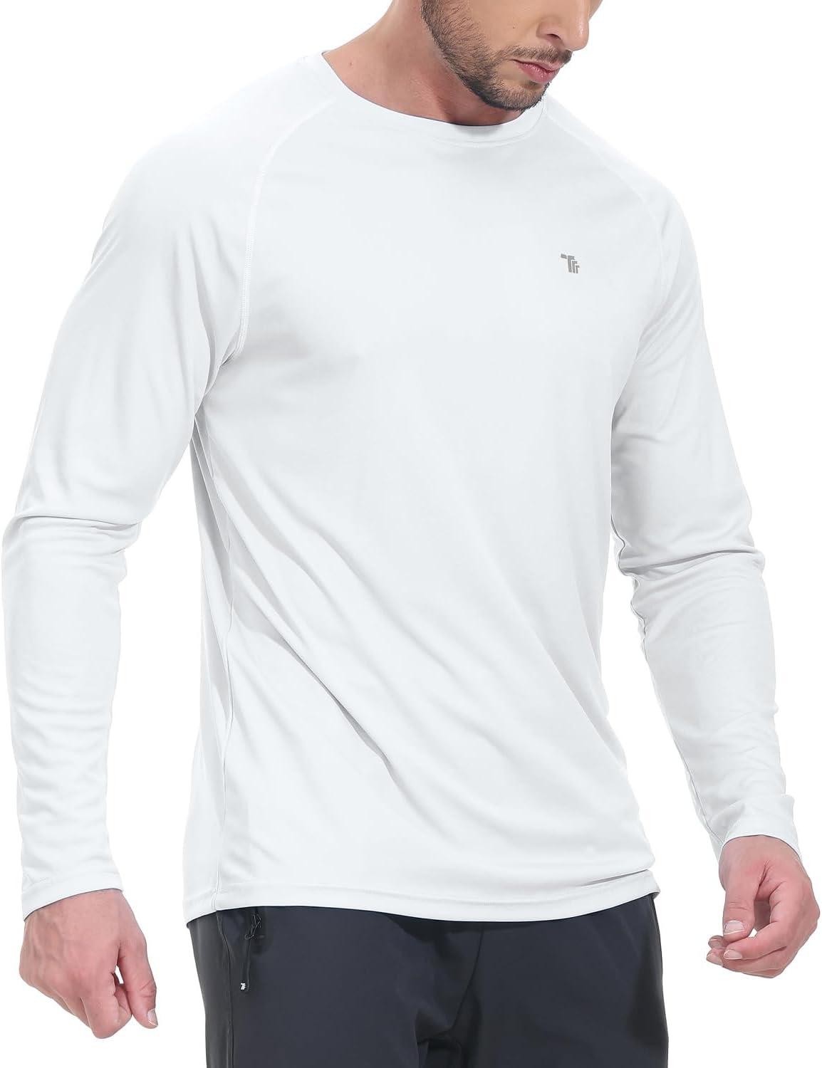 imageTBMPOY Mens Sun Protection Hiking Shirts Long Sleeve Water UPF 50 SPF UV Shirts Lightweight Fishing Hiking Swimming1white