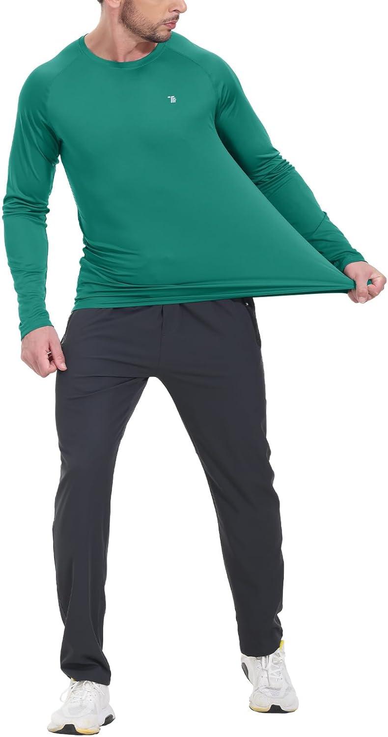 imageTBMPOY Mens Sun Protection Hiking Shirts Long Sleeve Water UPF 50 SPF UV Shirts Lightweight Fishing Hiking Swimming20dark Green