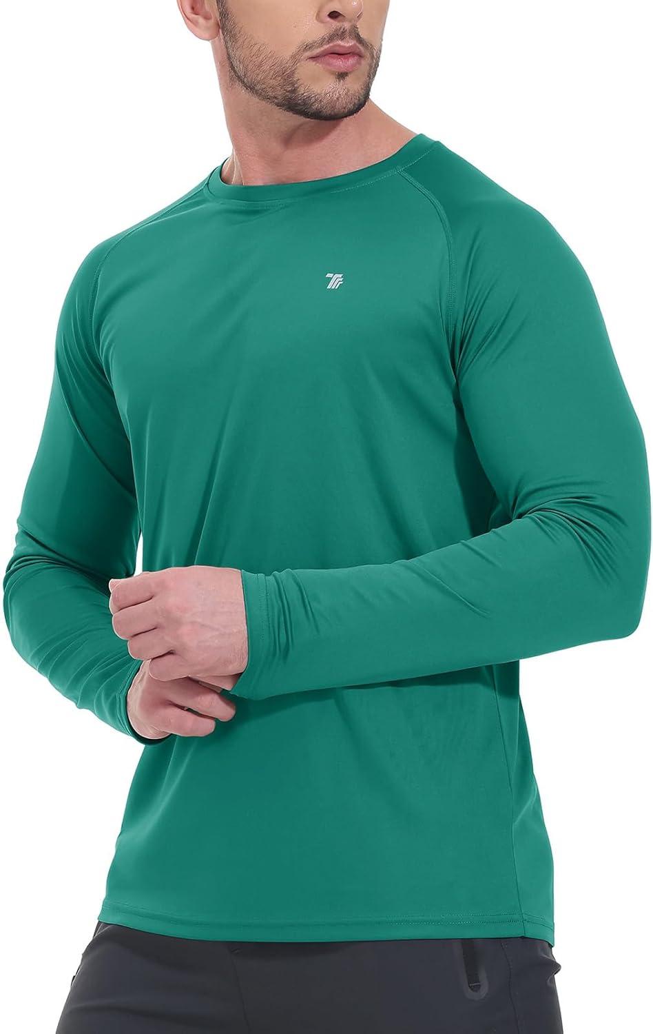 imageTBMPOY Mens Sun Protection Hiking Shirts Long Sleeve Water UPF 50 SPF UV Shirts Lightweight Fishing Hiking Swimming20dark Green