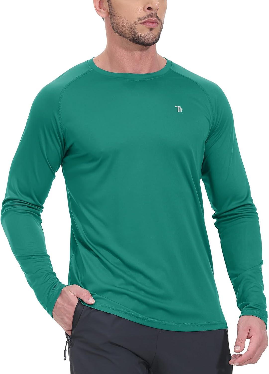 imageTBMPOY Mens Sun Protection Hiking Shirts Long Sleeve Water UPF 50 SPF UV Shirts Lightweight Fishing Hiking Swimming20dark Green
