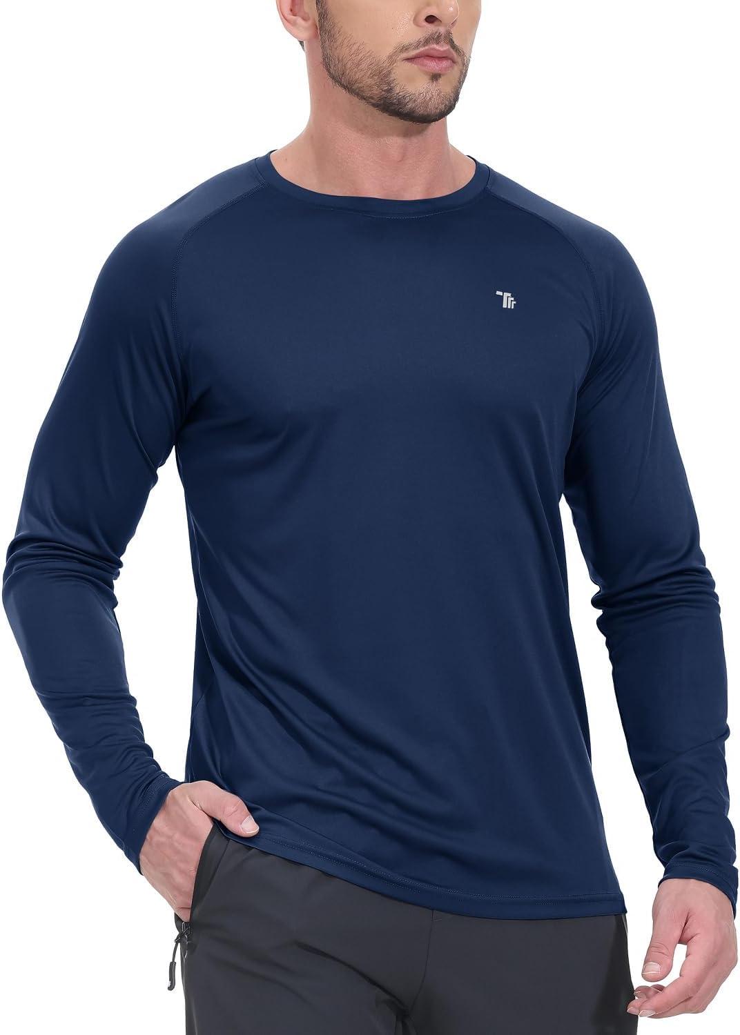 imageTBMPOY Mens Sun Protection Hiking Shirts Long Sleeve Water UPF 50 SPF UV Shirts Lightweight Fishing Hiking Swimming2navy