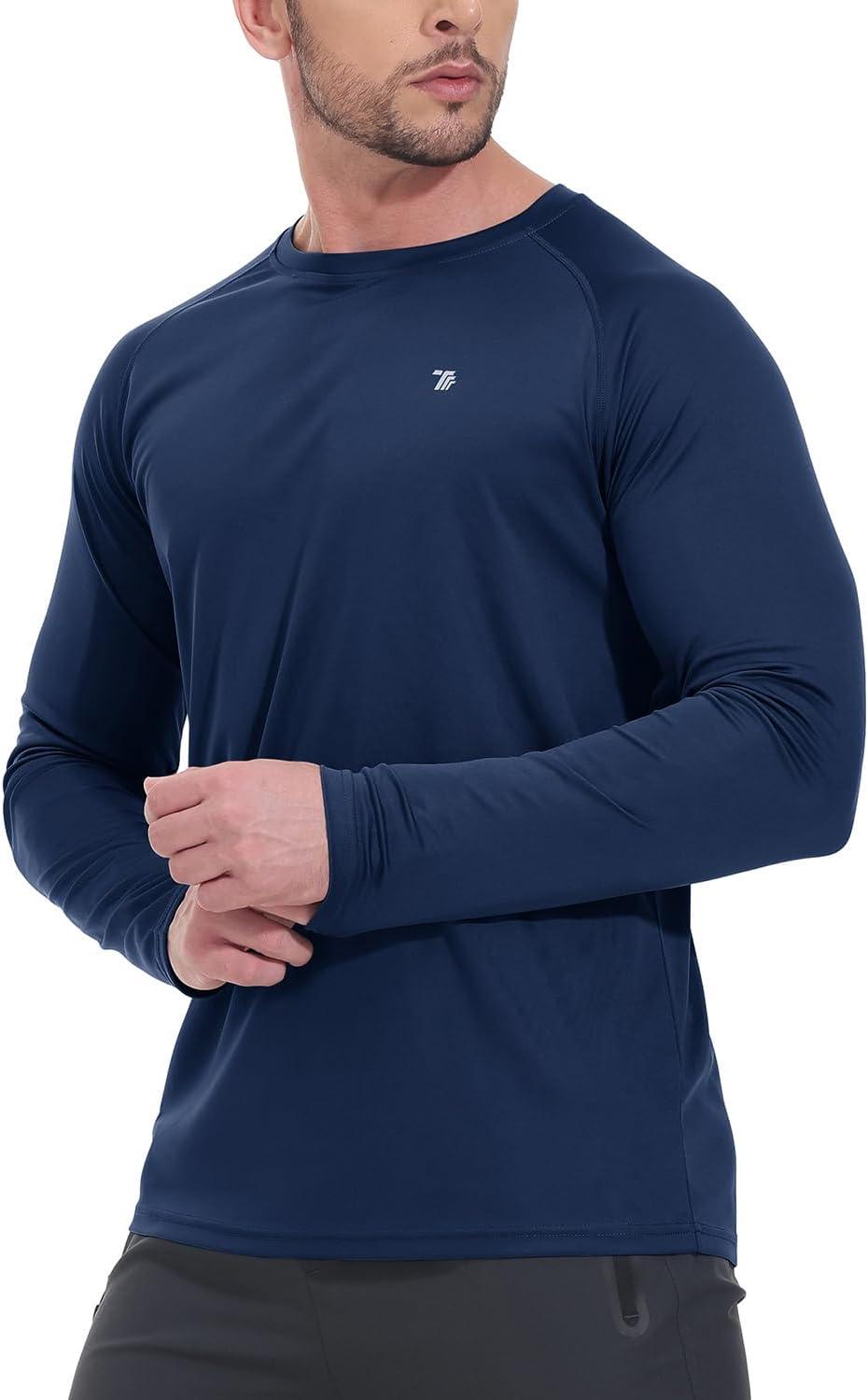 imageTBMPOY Mens Sun Protection Hiking Shirts Long Sleeve Water UPF 50 SPF UV Shirts Lightweight Fishing Hiking Swimming2navy