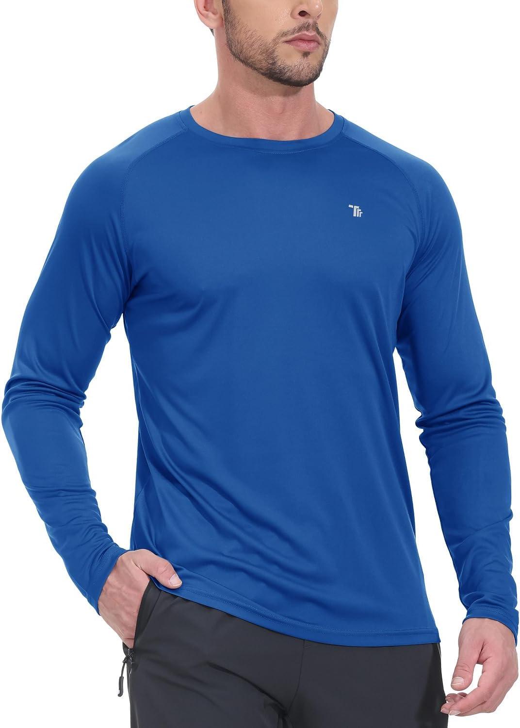 imageTBMPOY Mens Sun Protection Hiking Shirts Long Sleeve Water UPF 50 SPF UV Shirts Lightweight Fishing Hiking Swimming3dark Blue